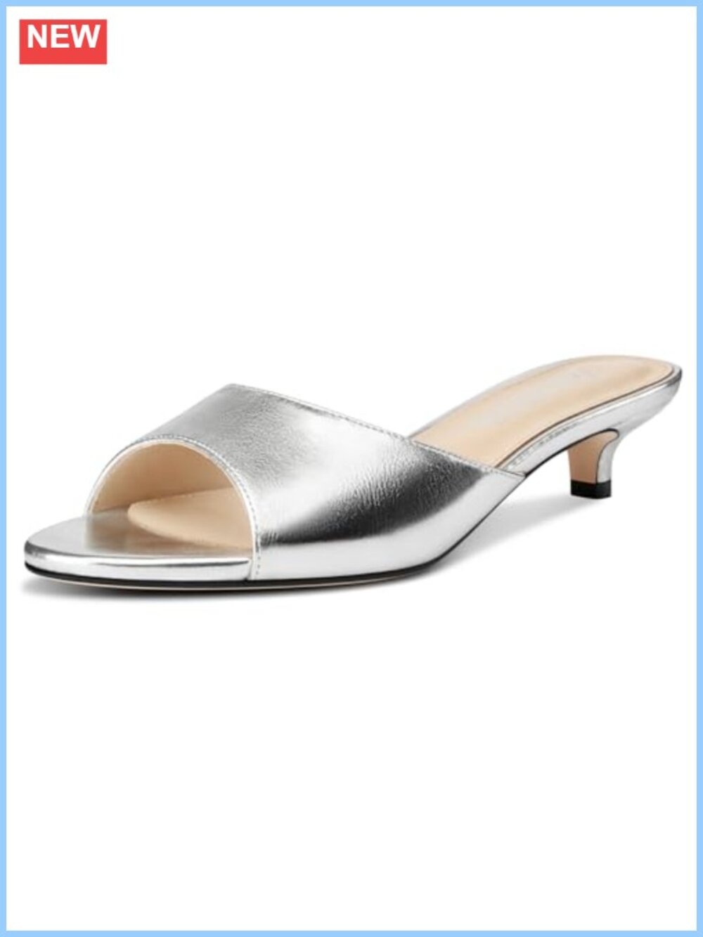 Kitten Heel Open Toe Slingback Sandals Mules for Prom Party